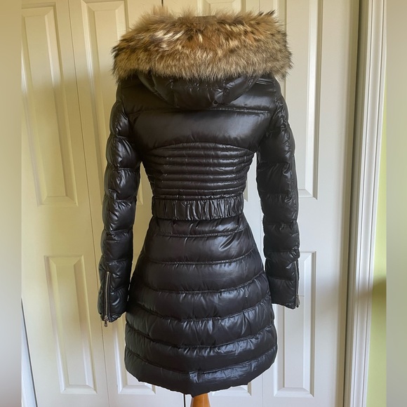 Dawn Levy Jackets & Blazers - SALE💥DAWN LEVY Alicia Black guilted puffer coyote trim hood coat XS EUC